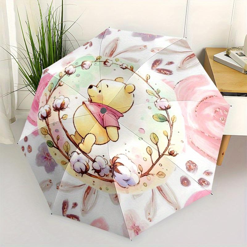 

Winnie the Pooh, Floral Automatic Opening and Closing Umbrella, Compact Travel Umbrella, Lightweight and Portable, Suitable for Beach Commut