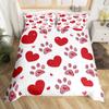 Dog Lover Duvet Cover Hand Drawn Paw Print Doodles Circular Pattern Drawing Style Animals Bedroom Decorations Coral Turquoise
