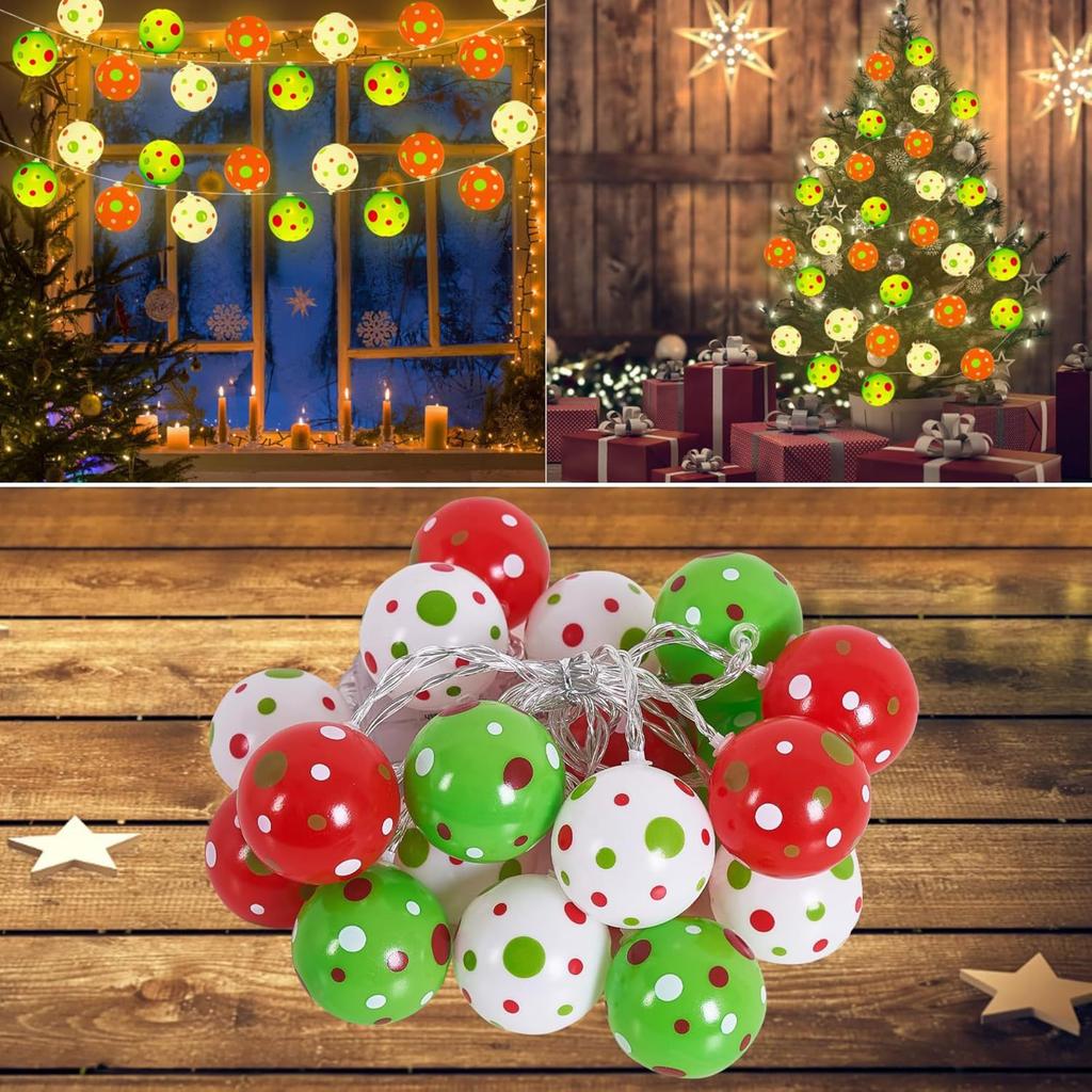 1.5m 10-LED Remote Control Christmas Ball Decorative Light Polka Dot Stripe Festive Atmosphere Light  (Without Batteries)