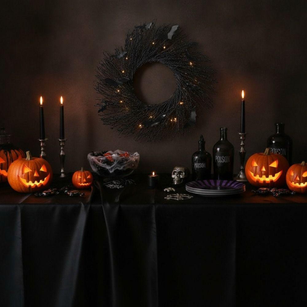 Dark Style Halloween Hanging Garland with Bat Front Door Bat Garland Spooky Halloween Wreath Bar