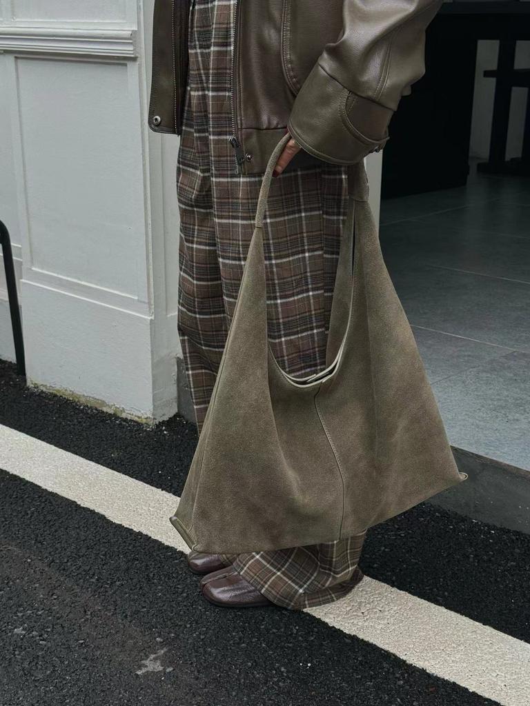 Frosted Cowhide Large Bag Autumn Winter Single Shoulder Tote Underarm High Capacity Casual Crossbody Bag for Women