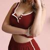 Women's Ribbed Knit 2 Piece Pajamas Set Sleeveless Crop Top And Shorts Pjs Set Summer Casual Sleepwear