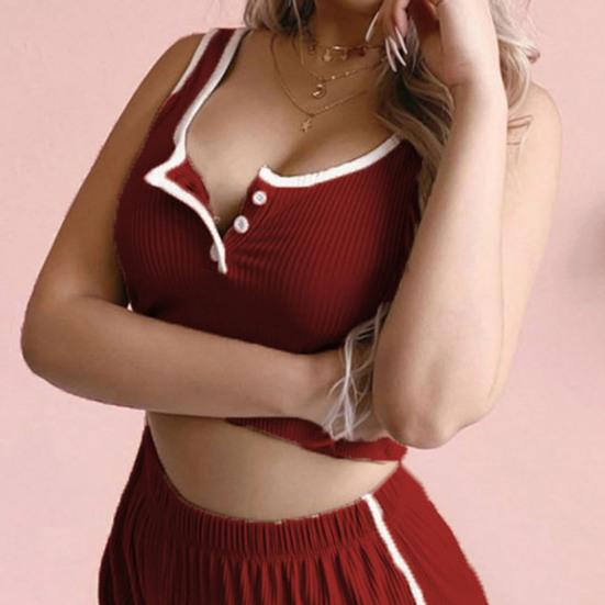 Women's Ribbed Knit 2 Piece Pajamas Set Sleeveless Crop Top And Shorts Pjs Set Summer Casual Sleepwear