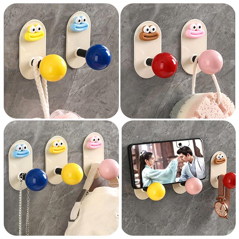 Niedlicher Wandhaken Bunter Ball Wurstmaul Kreativer Lustiger Klebehaken Stanzfrei Mehrzweck Montiert Aufbewahrung Handtuch