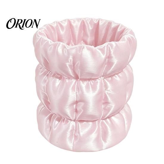 Dressing Table Storage Macaron Color Pen Holder, Cloud Pleat Design Pencil Holder Soft Satin Compact Desktop Organizer for Pens Makeup Brushes