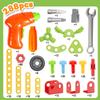 Blocks and Tool 288 Educational Toy with Screws and Electric DIY Pretend 3D Popular for Christmas Gift Play Carpenter's Set, Pieces, Drill, Play, Car,