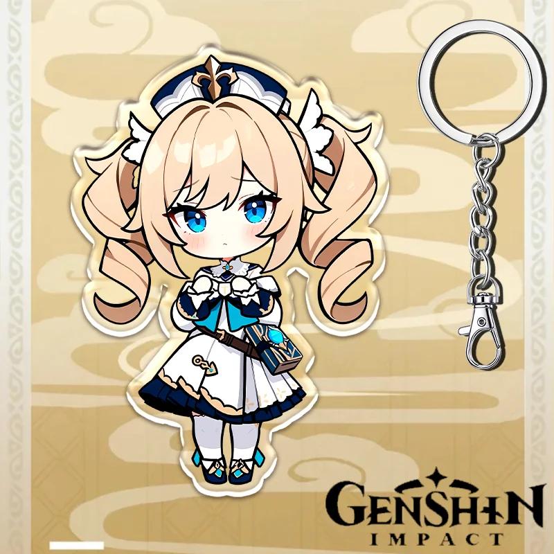 Portachiavi Acrilico Genshin Impact da 12cm Accessori Zaino Studente Hu Tao Yoimiya Zhongli Raiden Shogun Accessori Regali per Feste