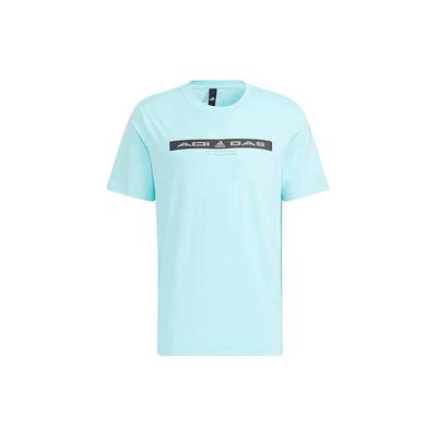 Alphabet Logo Print Round Neck Casual Short Sleeve T-Shirt Men Tops Blue HE9948