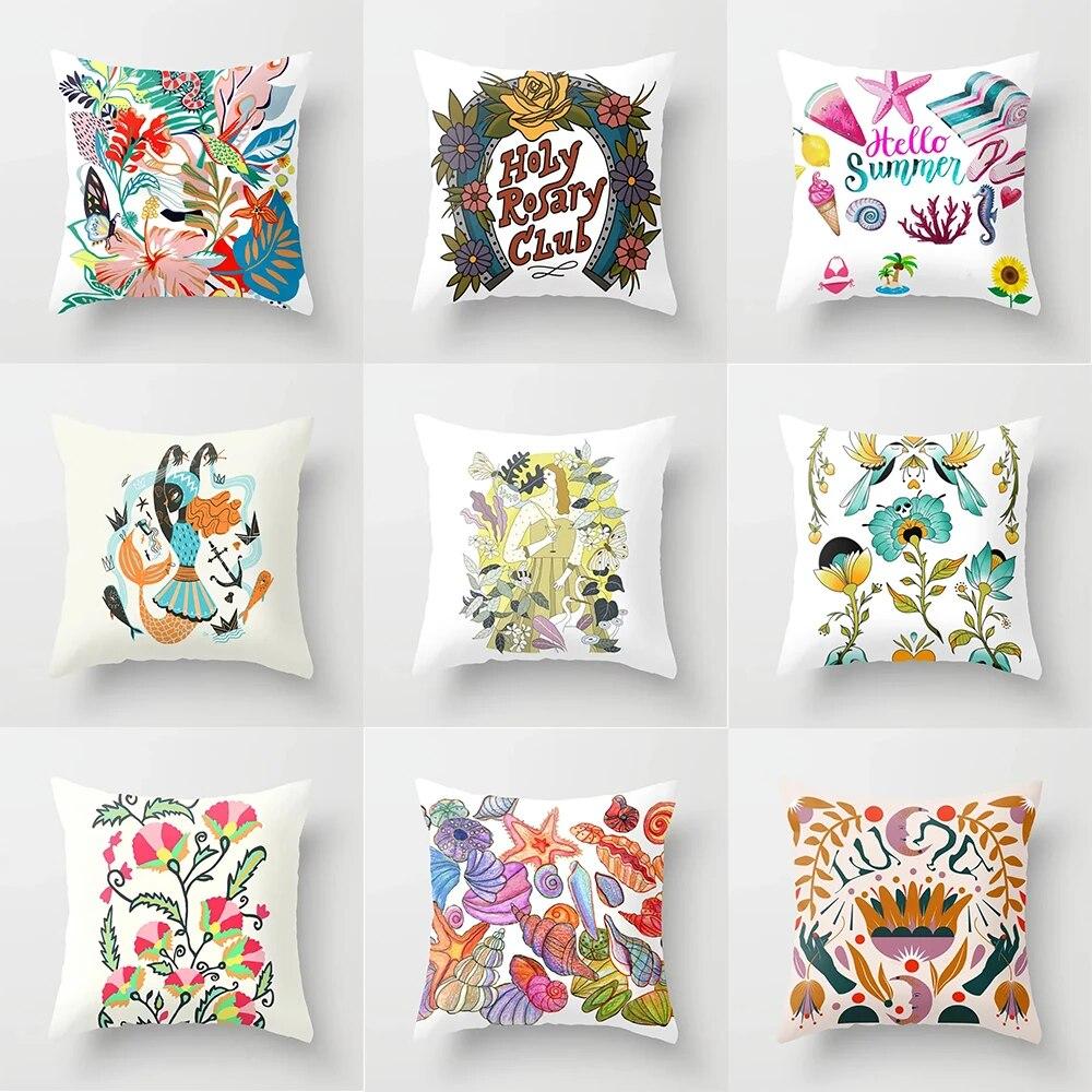 Heimdekoration Kissenbezug Schlafzimmer Wohnzimmer Ölgemälde Blumenmuster Gedruckt