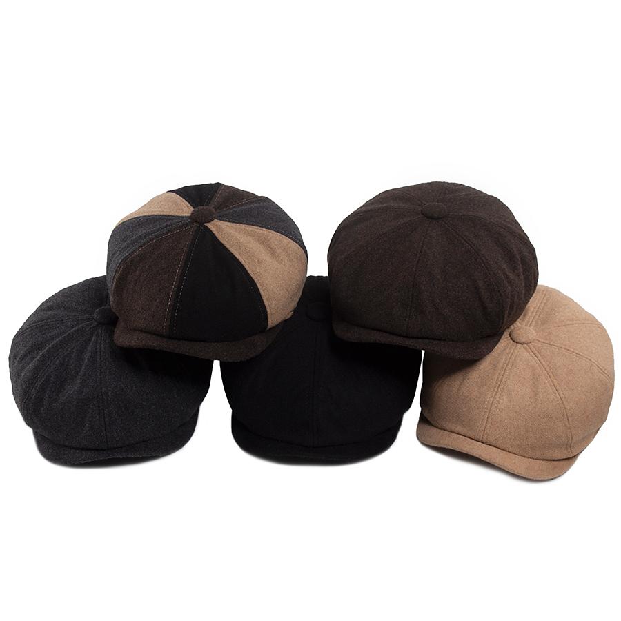 Winter Woolen Cloth Warm Beret Women Spring Autumn Solid Vintage Newsboy Cap For Men Retro Thick Elastic Women's Hat Unisex