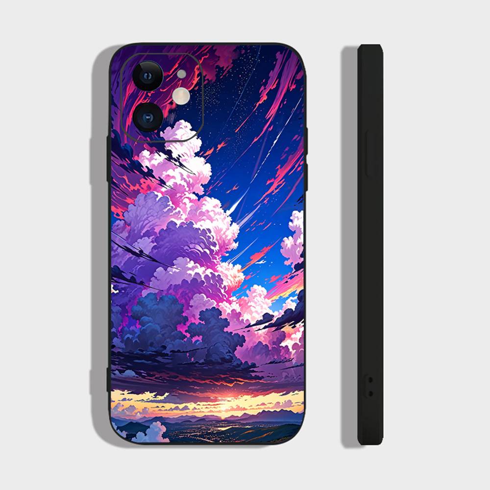 Colorful Starry Sky Galaxy Phone Case For IPhone 17 Air 16 15 14 13 Pro Max 11 12 Black Silicone Cover