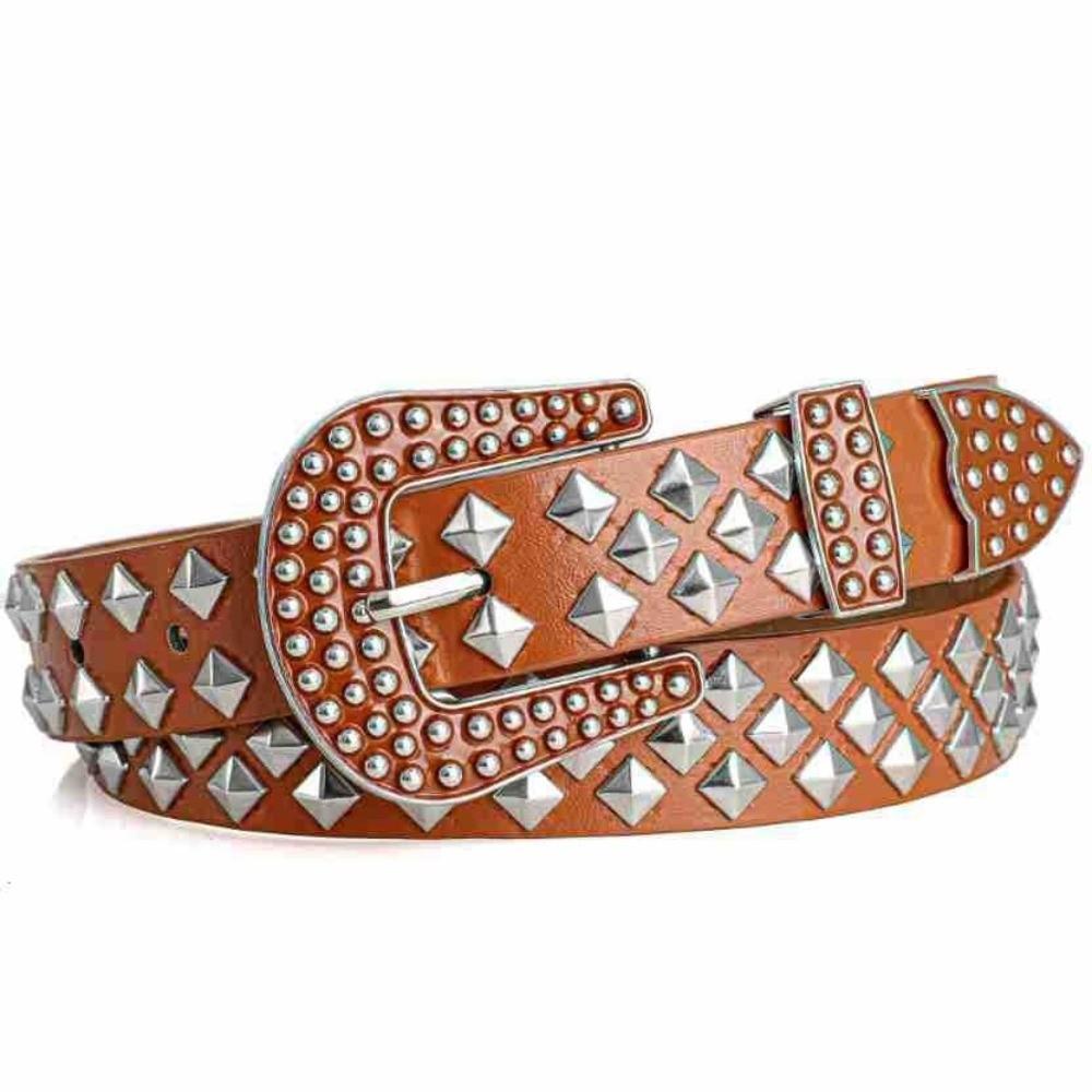 Casual Vintage PU Leather Belt Y2k Punk Style Rivet Punk Belt Adjustable Subculture Belt Unisex