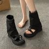 Niche Thick-soled Heightening Niche Roman Shoes 2025 Summer New Sandals Women's Toes Retro Cool Boots Short Boots Pant Boots