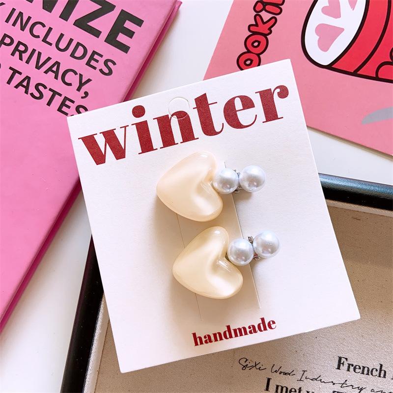 

Детские летние заколки для волос в корейском стиле в форме сердца для девочек, набор геометрических боковых зажимов с гофрированным узором