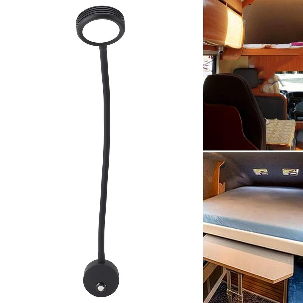 RV Reading Light with USB Port Flexible Gooseneck Bedside Wall Lamp for Boat Yacht 620‑625nm Red 3000‑320K Warm Light