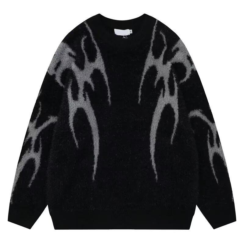 

Unisex Oversized American Dark Style Knit Sweater - Autumn Collection 2XL чорний