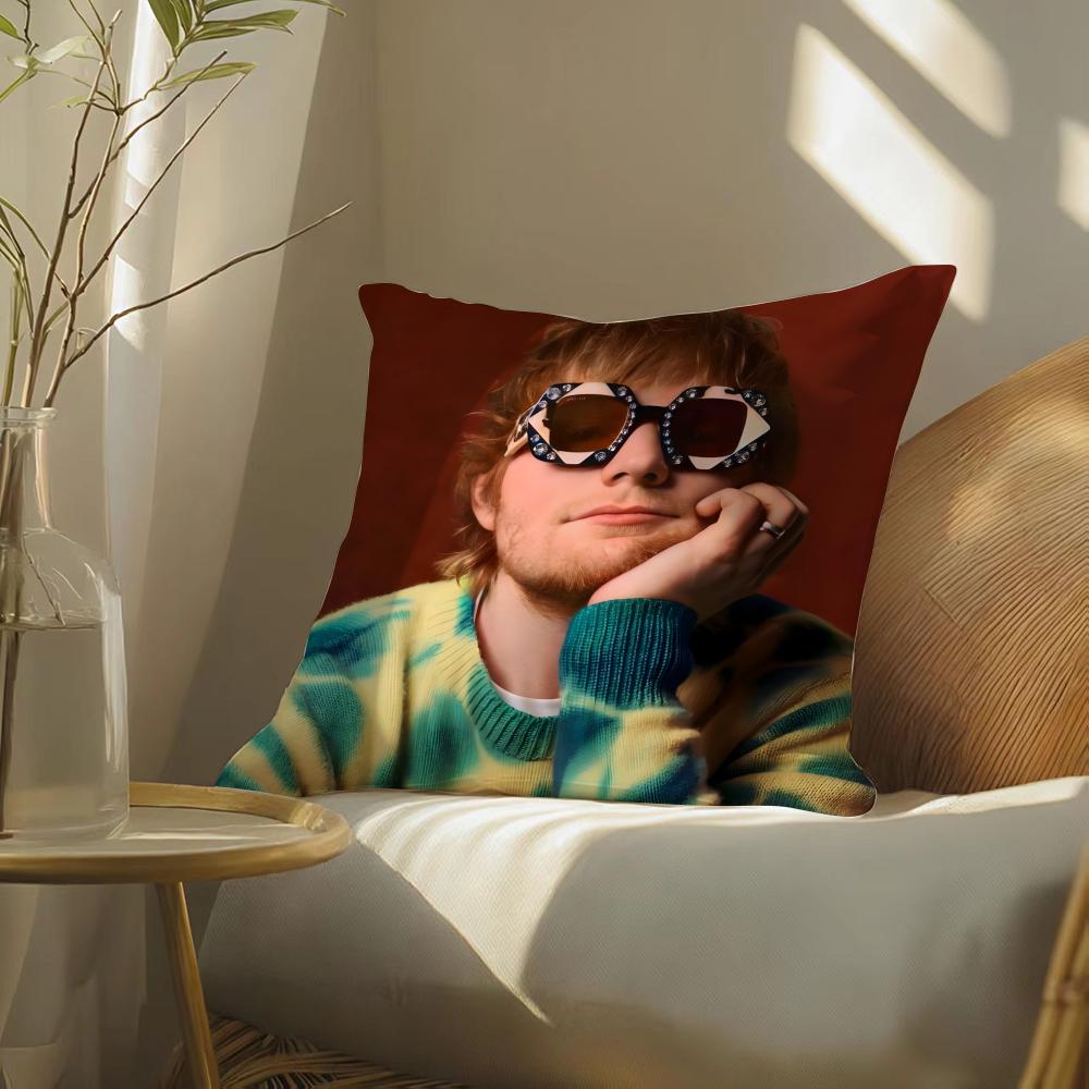 Electronic Music Pop Singer E-Ed Sheeran Pattern Printed Pillowcase For Living Room Sofa Cushion Cover & Bedroom Decor