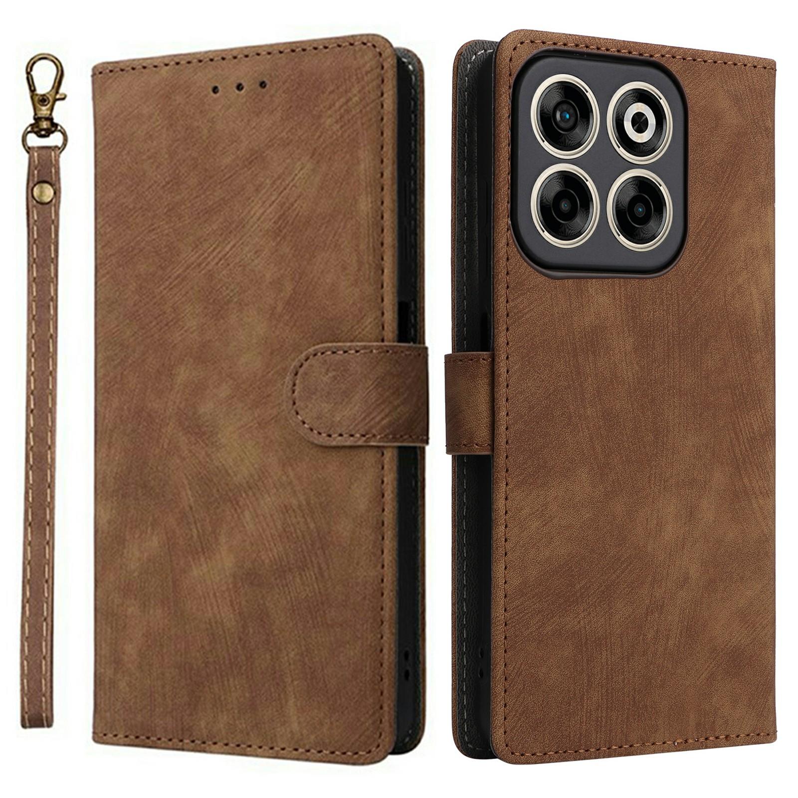 

For ZTE Blade V70/nubia V70 Wallet Case RFID Blocking PU Leather Cover Stand View Brown