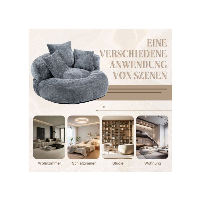 Canapé - MUVOE - Lazy Boy - Chenille grise - Dossier haut - Confortable et durable