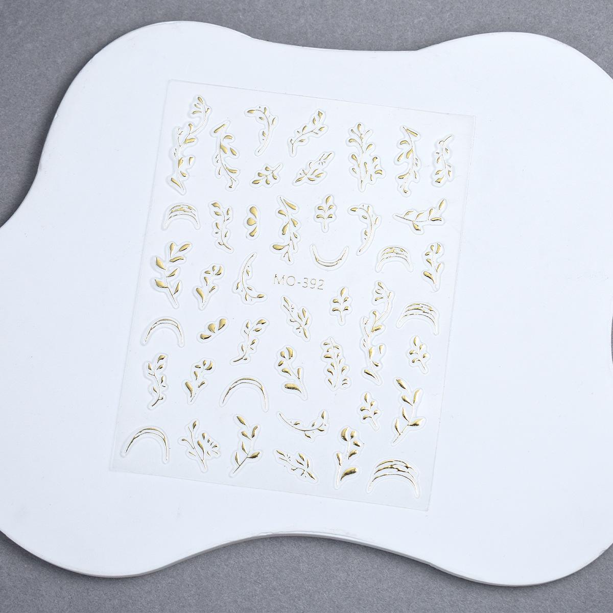 

Golden Branch & Jade Leaf Nail Stickers: Chinese Style Leaf Decals