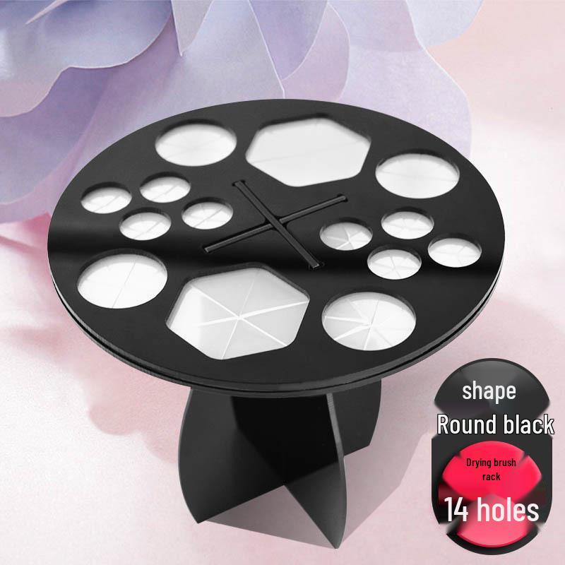 Round Black/White Makeup Brush Storage & Drying Rack