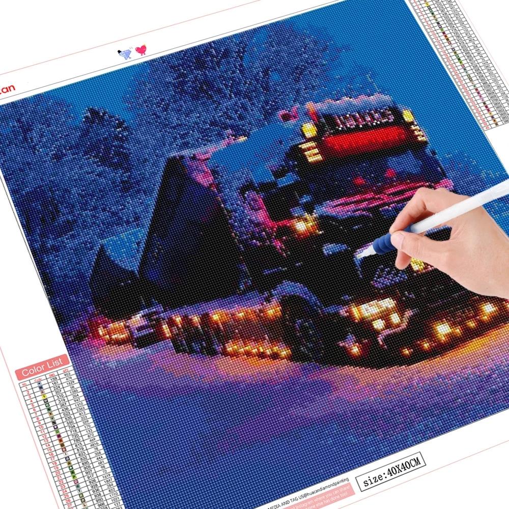

HUACAN 5D алмазная живопись грузовик снег горный хрусталь комплект распродажа алмазная вышивка пейзаж зима картина со стразами домашний декор Full Square 20*20 cm
