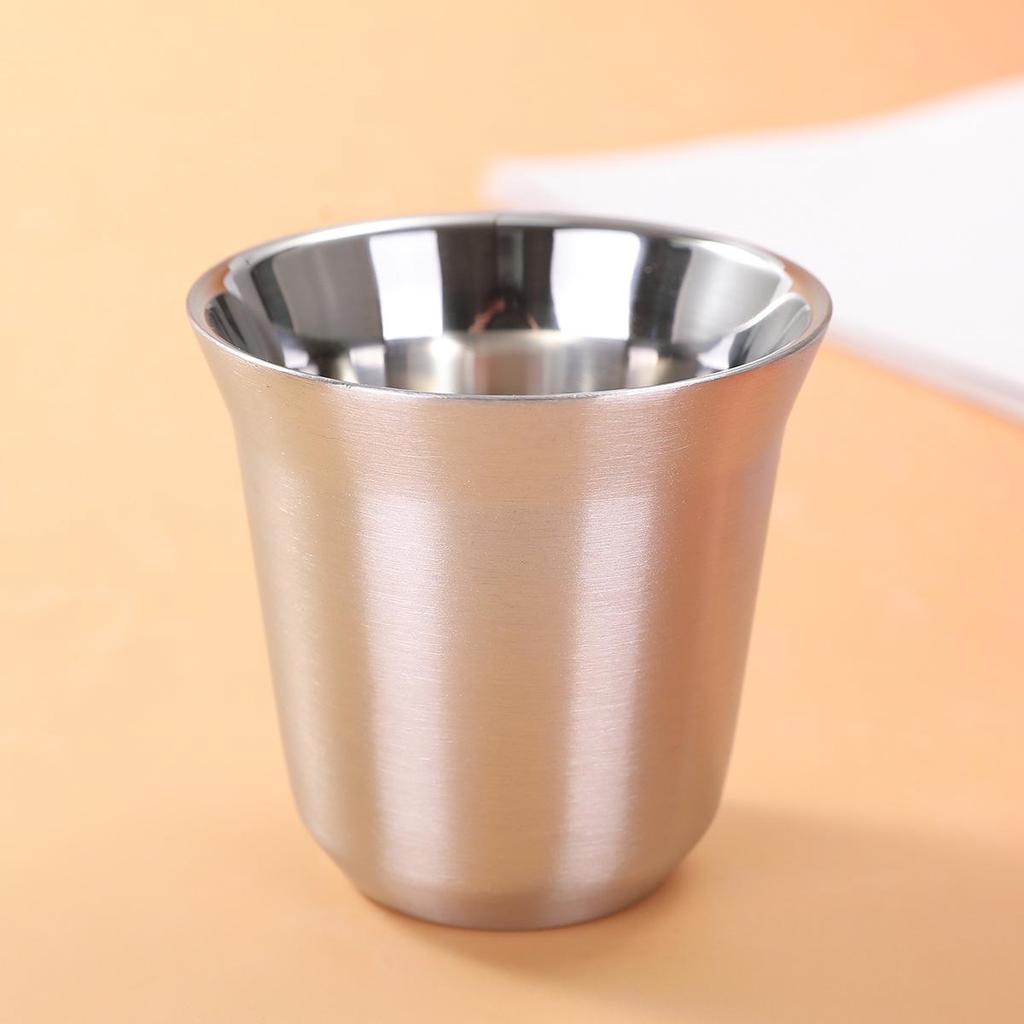 304 Stainless Steel Double-Layer Insulated Portable Beer & Coffee Cup – Anti-Scald, Solid Color, Mini Size for Outdoor Use