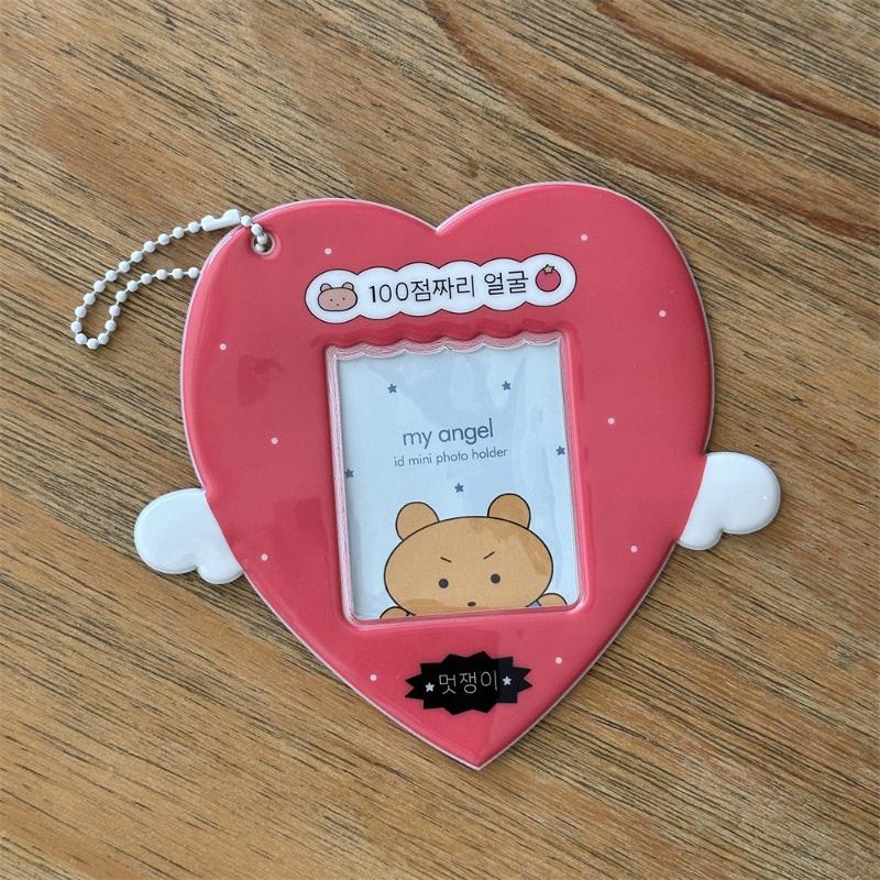 Cute Angel Photo Frames for 3 Inch Kpop Idol Card Y2K PhotoCard Holder Kawaii Rabbit Photo Card Keychain Stylish Gift Wholesales
