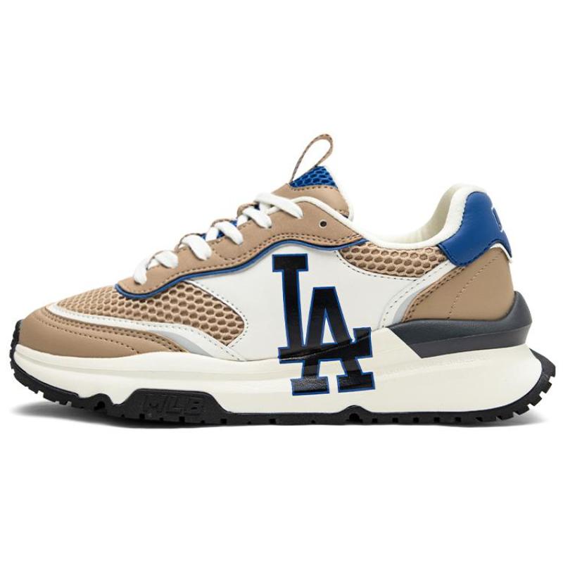 MLB Chunky Runner Leather Slip Resistant Abrasion Resistant Low top Chunky Sneakers Unisex Khaki White Sneakers 3ASHRJ13N-07BGS 36.5