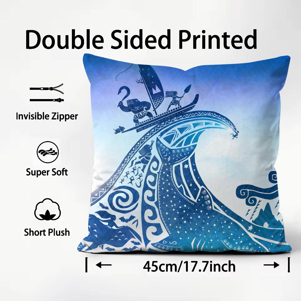 Light Blue Ocean Ripple Cushion Cover Soft & Easy-Wash Pillow Case – Versatile For Couch, Bed, Travel And Office