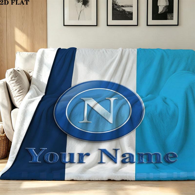 1PC SSC Napoli Custom Name Patterned Flannel Blanket Suitable For All Seasons for Home Decor Warmth and Comfort Gifts Holiday Present