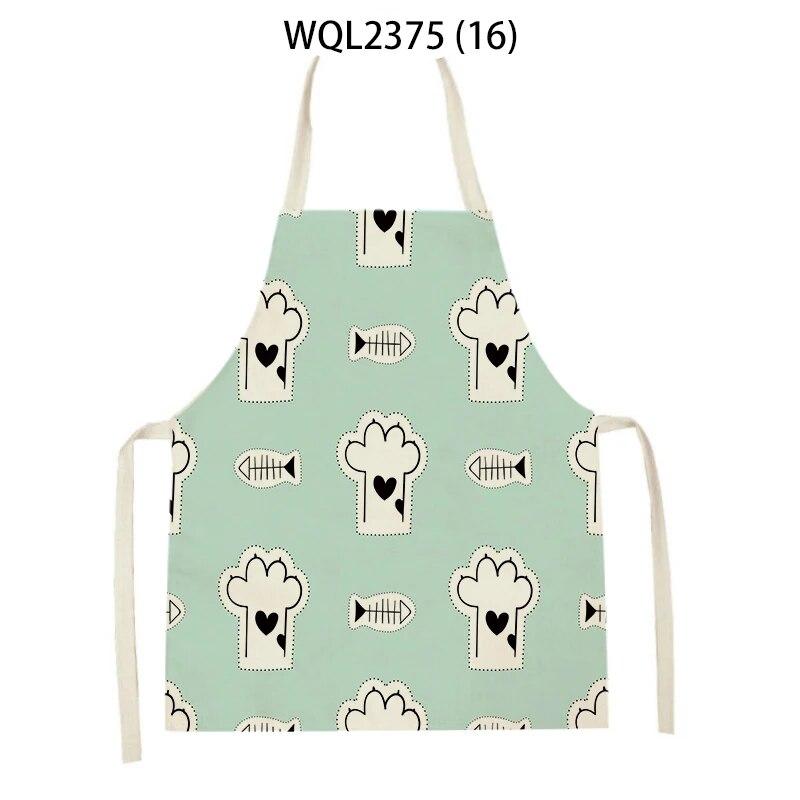 1Pcs Cat Graphic Printed Home Kitchen Apron Linen Sleeveless Antifouling Kids Bib Chef Cooking Baking Apron Home Cleaning Tools