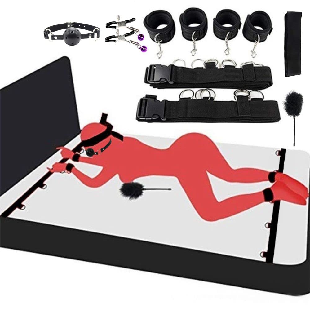 MONEON SM Goods Set Bed Restraint Belt Bondage Cosplay Props Handcuffs Legcuffs Gag Ball Gag Gag 7-Piece