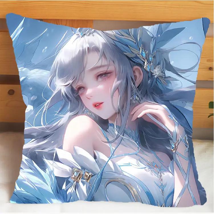 Arena of Valor Honor of Kings Xi Shi Polštář a Povlak na polštář Potah na polštářek Oboustranný tisk Plyšové Dekorační polštáře 40x40cm