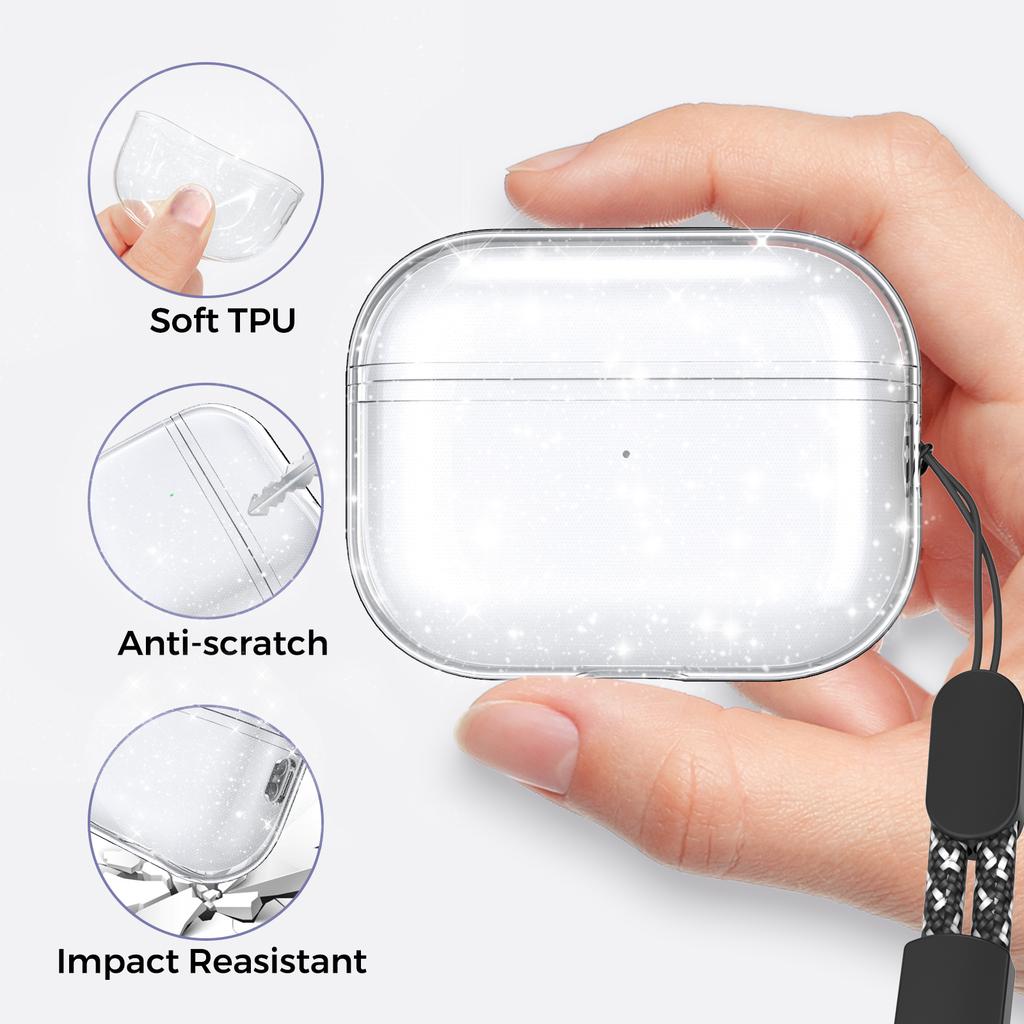Hingeless Design1.2mm Front LED Visible Sleeve Materia Transparent Cover TPU Case for AirPods Pro 2