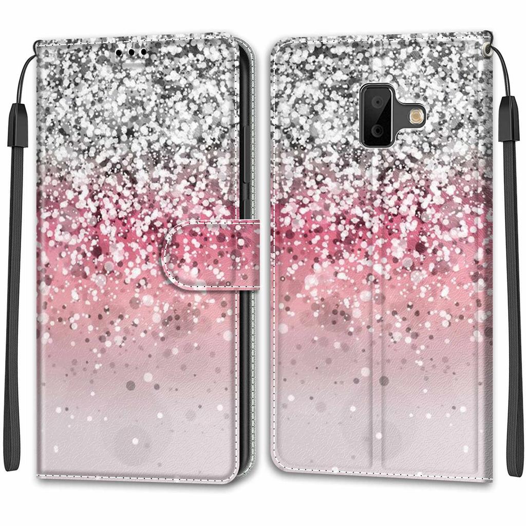 Luxury Painted Leather Case Wallet Book Style Protective Cover for Samsung Galaxy J6 Prime/J6 Plus/J6 (2018) J600/J5/J3