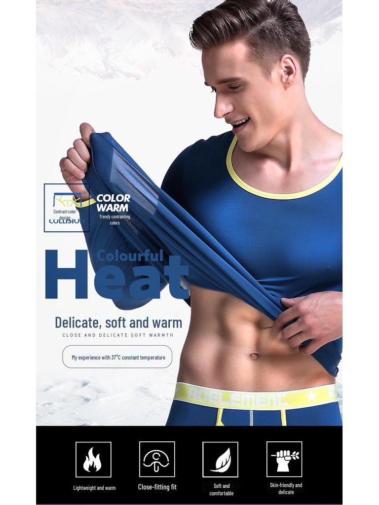 Men's Slim-Fit Thermal Round Neck Shirt - Lightweight Autumn Layer