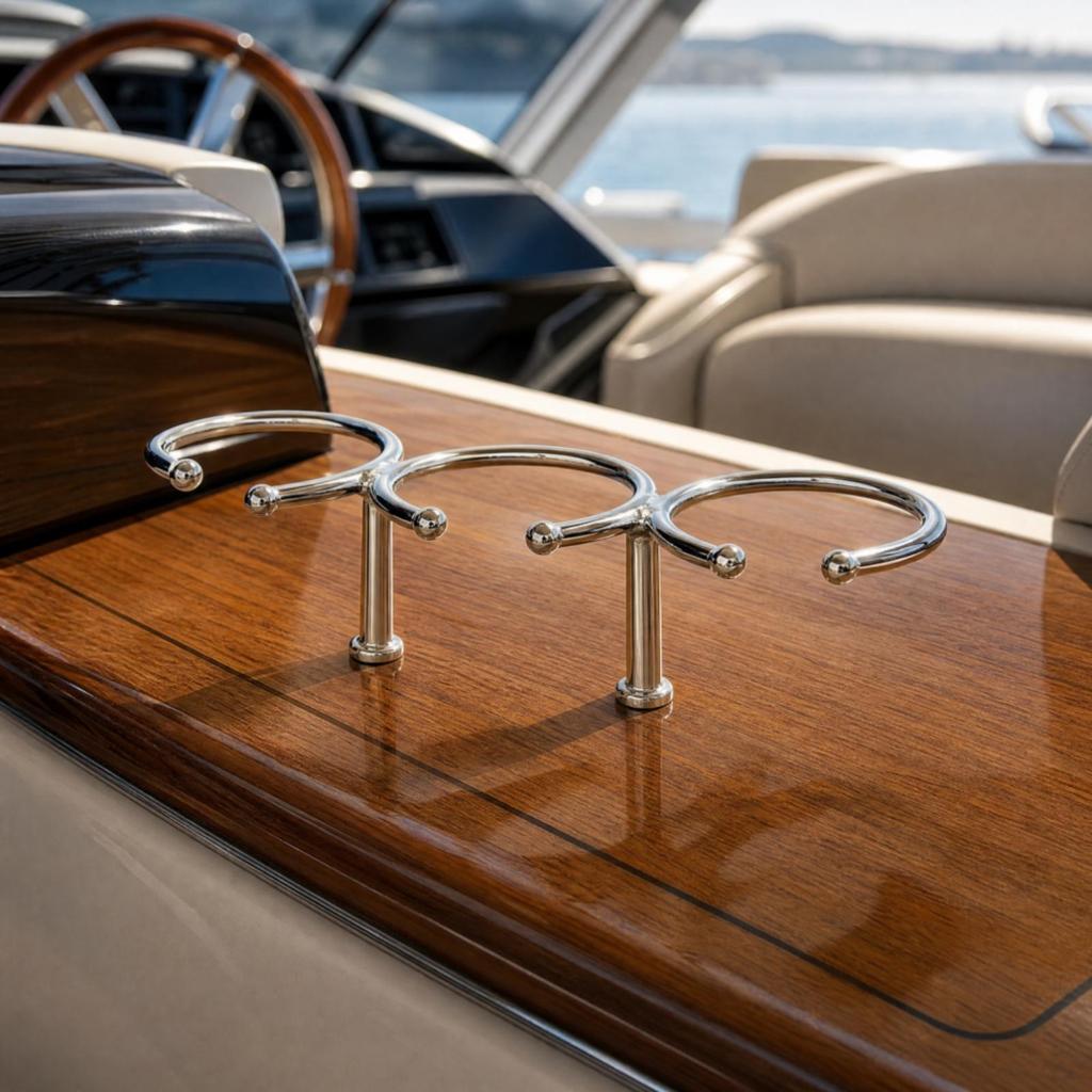 Stainless Steel Marine Cup Holder Resistant with Open Front Polished for Yachts,