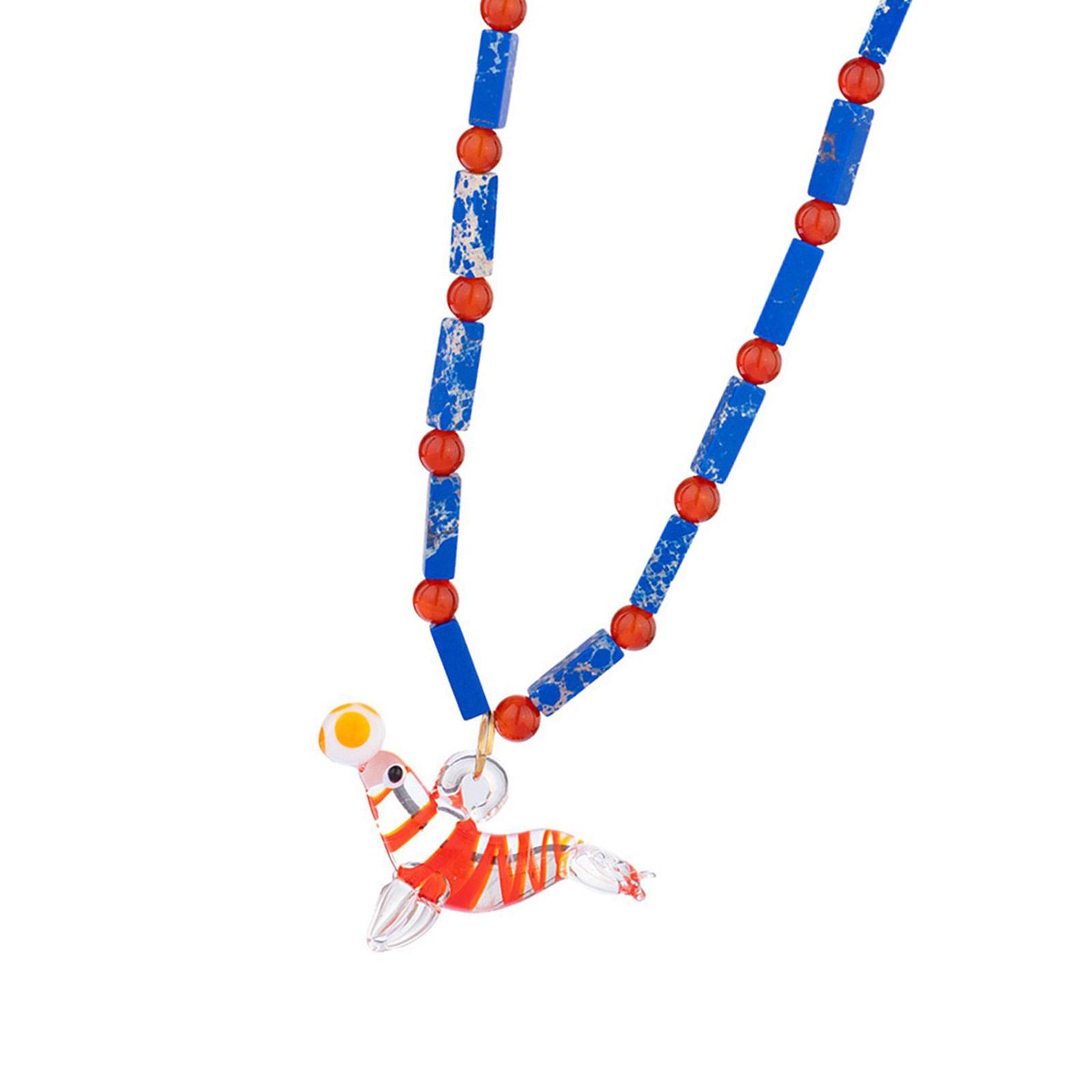 

Ожерелье с подвеской в виде рыбки, нежное ожерелье из бусин, регулируемое ожерелье, удобное шейное украшение, подходит для повседневной носки, для вечеринки T3