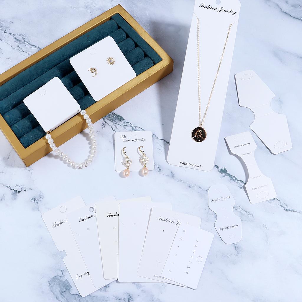 50pcs Earrings Display Card White Paper Jewelry Packaging Paperboard For DIY Necklace Bracelet Small Business Material Supplies