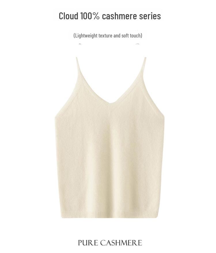 100% Pure Cashmere Deep V-Neck Camisole for Women - Soft, Sexy, and Warm Knit Vest