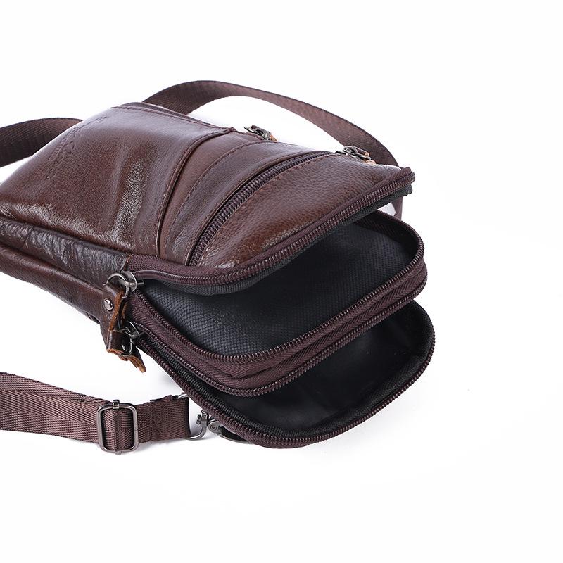 Men's Large Capacity Crossbody Waist Bag - Multi-functional Cowhide Phone Bag with Lanyard, Wearable On Belt for Returning Customers