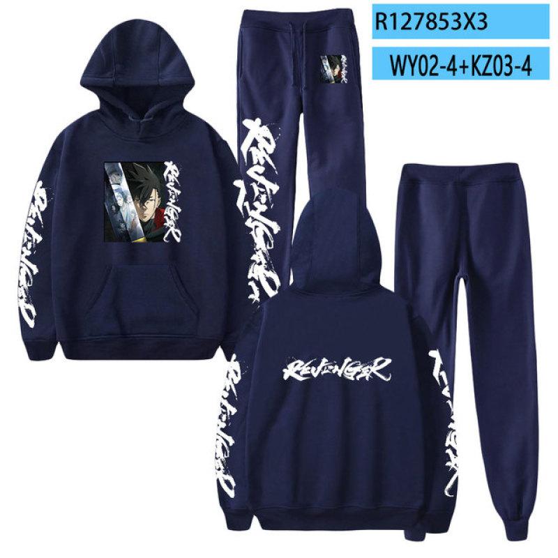 

Аниме REVENGER 2D толстовки с капюшоном толстовки + спортивные штаны для отдыха спортивный костюм мужские и женские комплекты 5XL
