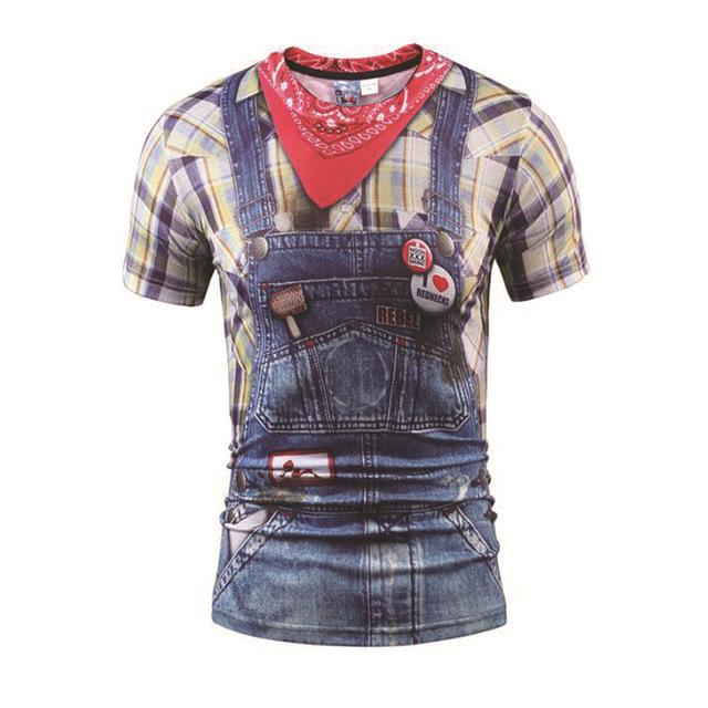Funny   denim T shirt Men Skeleton tshirt Punk Rock Tshirt leather jacket T-shirts 3d Print T-shirt Vintage Men Clothing