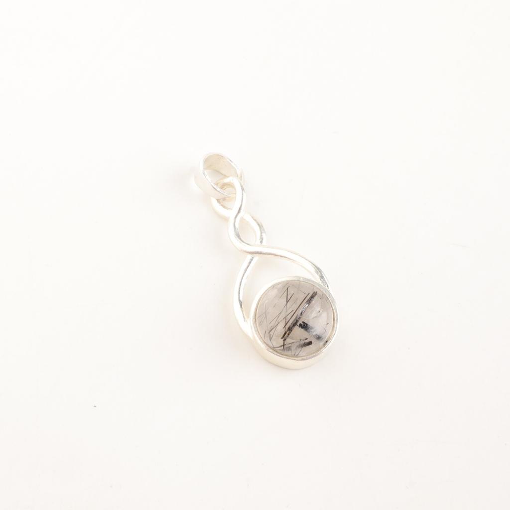 Black Rutile Gemstone 925 Sterling Silver Jewelry Handmade Pendant Gift For Her CP-25-25