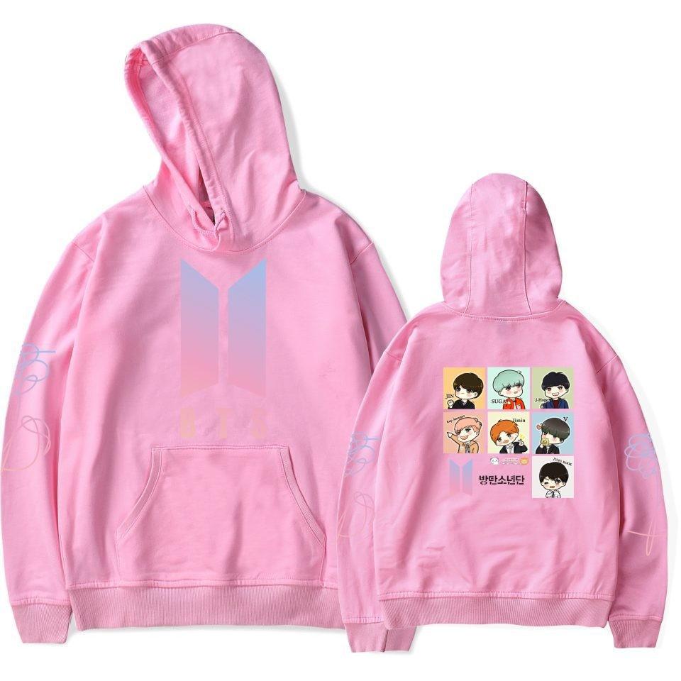 Bts Huvtröja Med Broderad Grafik Bomullsfleece För Ungdomar Vardagskläder