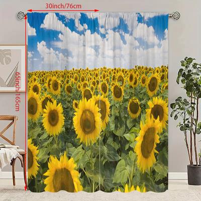 2 PZ - Girasole - Tenda stampata - Materiale poliestere - adatta per camere da letto, soggiorni, studi, spazi privati
