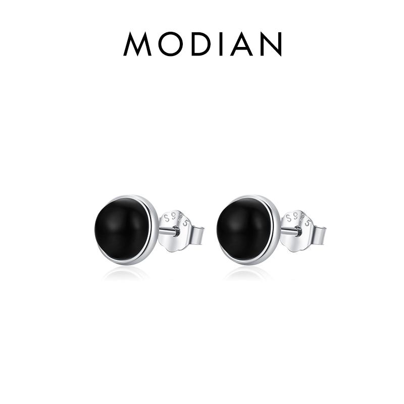 Natürliche Schwarze Achat Ohrstecker 925 Sterling Silber Rund Täglich Hypoallergen Ohrring 4mm 5mm 6mm Schmuck Für Frauen
