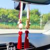 Buddha Rear View Mirror Accessories Hanging Charms, Tassels Car Hanging Ornament, Cute Car Accessories for Women/Men, Fo Bao Ping an