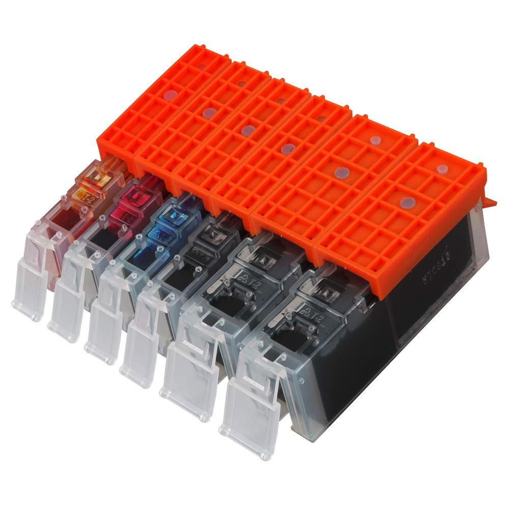Compatible Canon Black Ink Cartridges Black X with IC Chip Ink Level 371/370 5-Color + (6-Pack) High-Yield (BCI-370XL 2) + (BCI-371XL Black/C/M/Y)